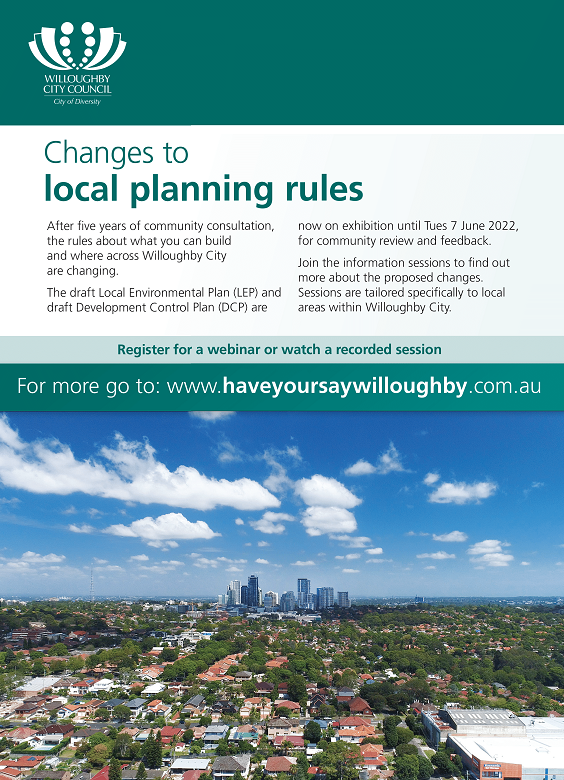 Draft Local Environmental Plan and Draft Development Control Plan now on exhibition for Willoughby City Council