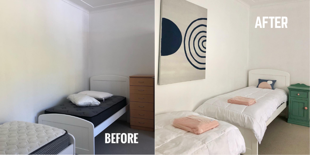 Before and After of a bedroom makeover